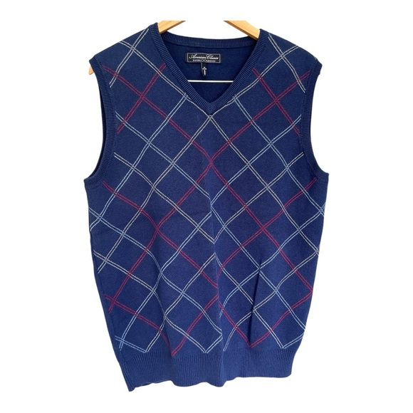 American Classics Russell Simmons Men Blue V Neck Sweater Vest Size Medium NWT - Picture 1 of 7